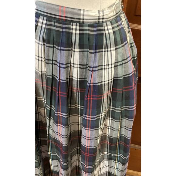 Vtg Ralph Lauren Tartan Plaid Skirt Sz 10 White Blue Label 90s Academia Preppy - Picture 2 of 10
